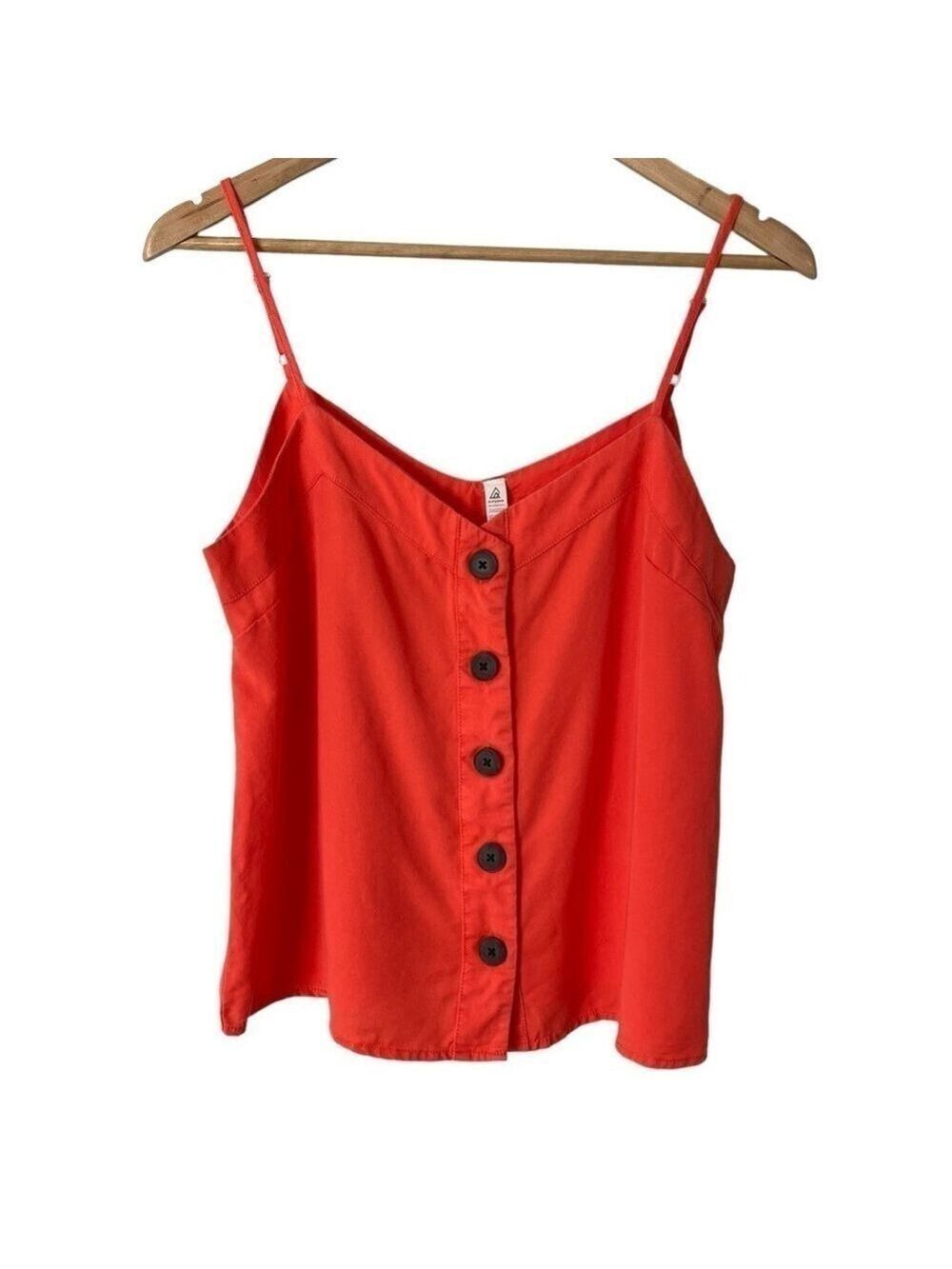 Ripzone Button Front Tank Womens M Orange V-Neck Short Cropped Top Summer Shirt